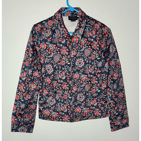 Pendleton Women’s Paisley Blue & Pink Full Zip Floral Jacket Sz Small - Picture 1 of 7